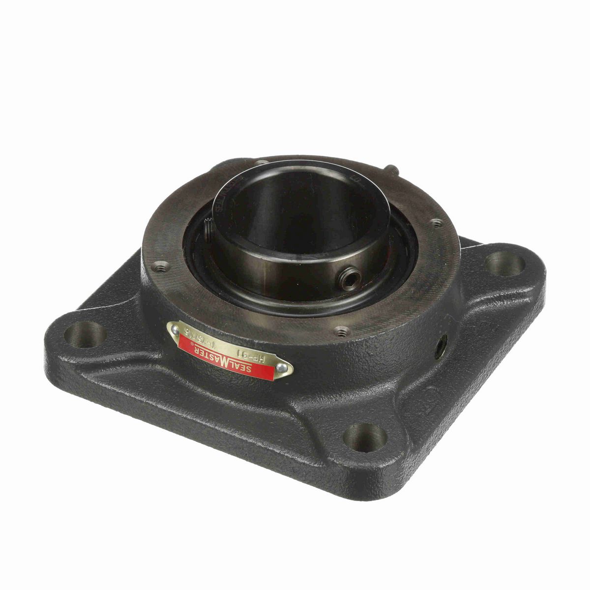 Sealmaster Mounted Cast Iron Four Bolt Flange Ball Bearing - 52100 Bearing Steel, Black Oxided - Setscrew Lock - HF-31