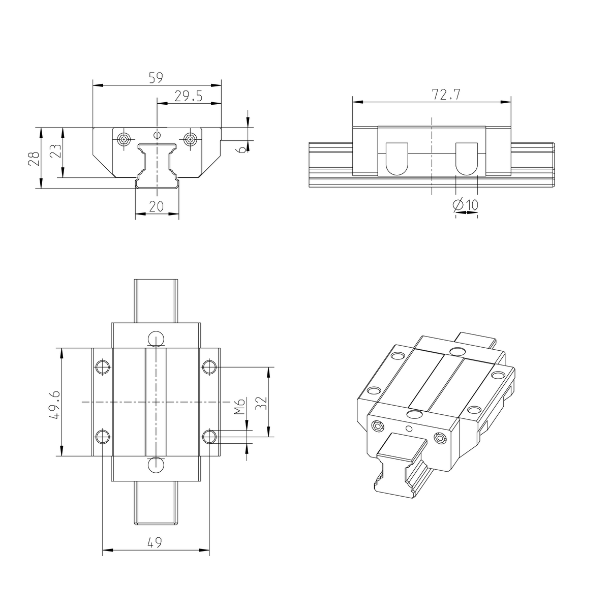 Шариковая каретка устойчивая к коррозии с покрытием Resist CR Bosch Rexroth KWC-020-FNN-C0-H-2 [R169389360]
