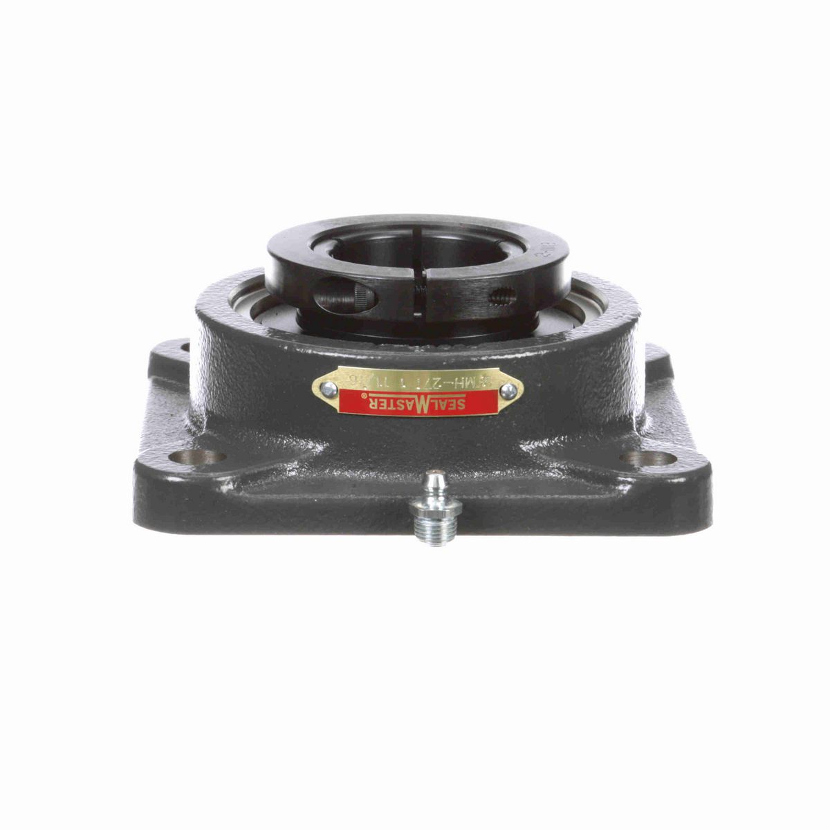 Sealmaster Mounted Cast Iron Four Bolt Flange Ball Bearing - 52100 Bearing Steel, Black Oxided - Concentric Lock - SFMH-27T