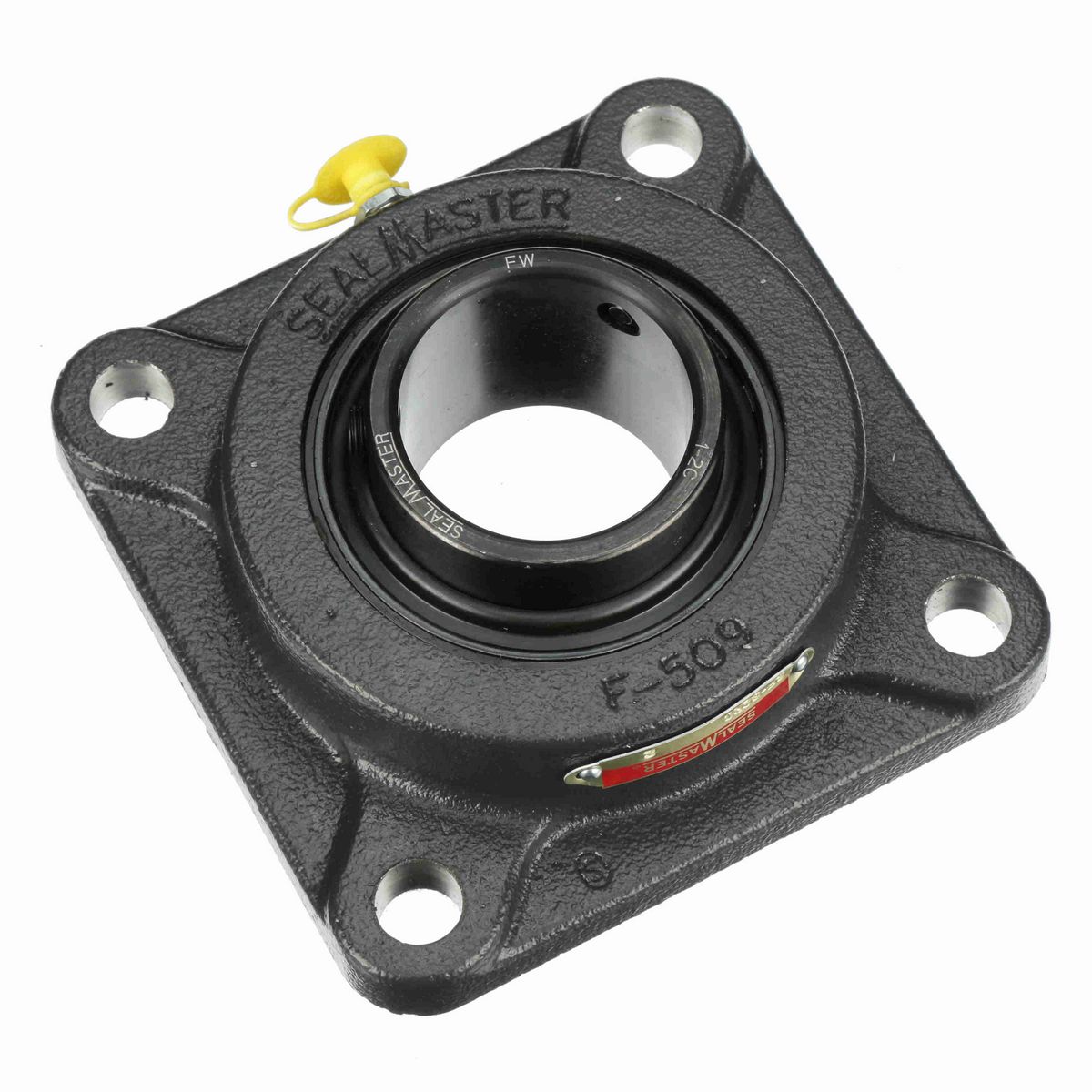 Sealmaster Mounted Cast Iron Four Bolt Flange Ball Bearing - 52100 Bearing Steel, Black Oxided - Setscrew Lock - SF-32RC
