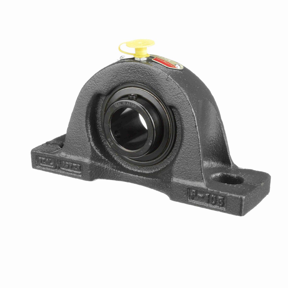 Sealmaster Mounted Cast Iron Two Bolt Pillow Block Ball Bearing - 52100 Bearing Steel, Black Oxided - Setscrew Lock - NP-18