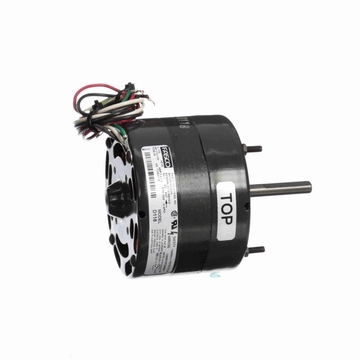 FASCO Fan and Blower Motor, 1/15-1/30 HP, 1 Ph, 60 Hz, 115 V, 1500 RPM, 2 Speed, 4.4" Diameter, OAO - D118