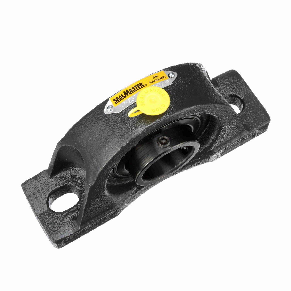 Sealmaster Mounted Cast Iron Two Bolt Pillow Block Ball Bearing - 52100 Bearing Steel, Black Oxided - Setscrew Lock - Air Handling Housing Fit, Noise Tested - NP-23 CXU