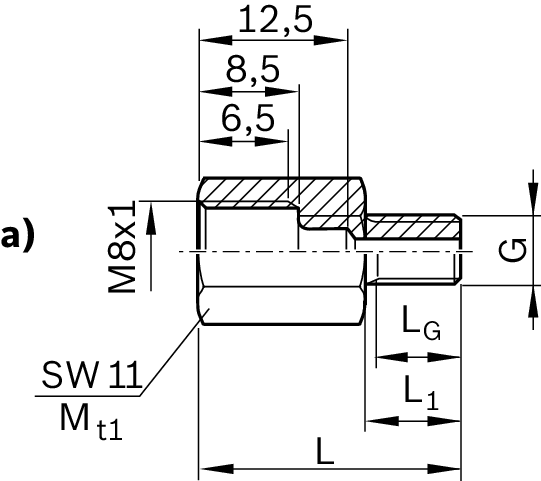 Соединитель для трубок Bosch Rexroth M6X8-M8X1 [R345503037]