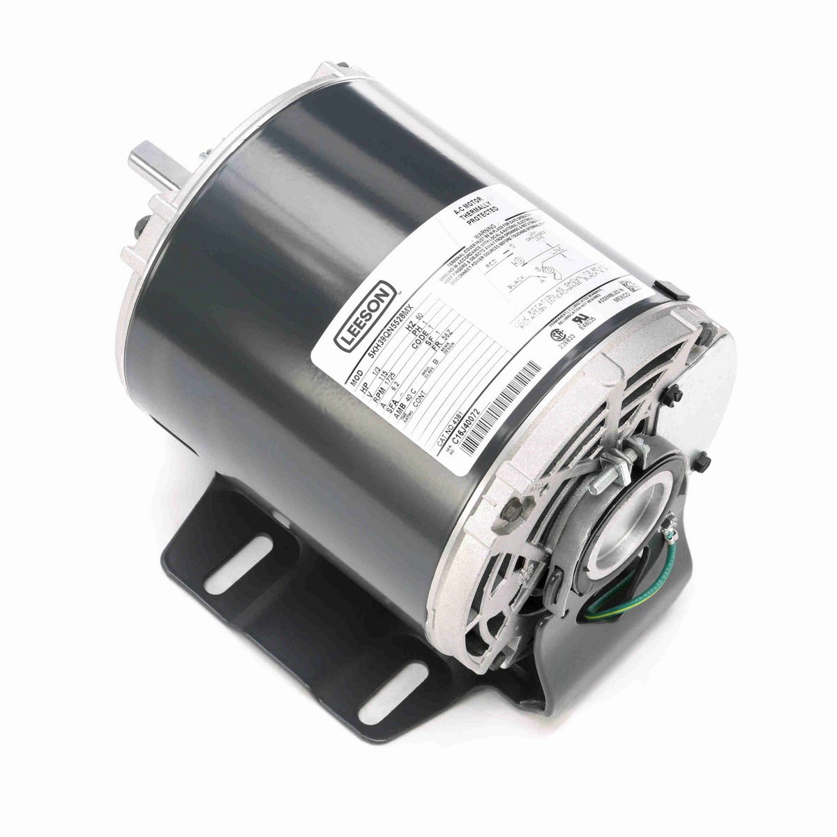 LEESON General Purpose Motor, 0.33 HP, 1 Ph, 60 Hz, 115 V, 1800 RPM, 56Z Frame, DP - 4381