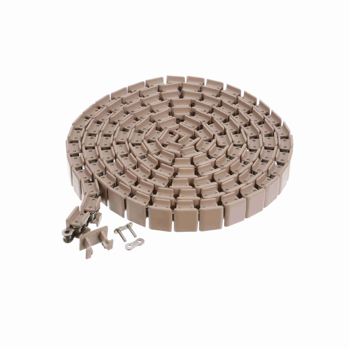 System Plast 1843TAB Side-flexing Solid Top, Material: Tan Low Friction, Width: 1.25in, Pitch: 1in - LF1843SS-TAB-K125