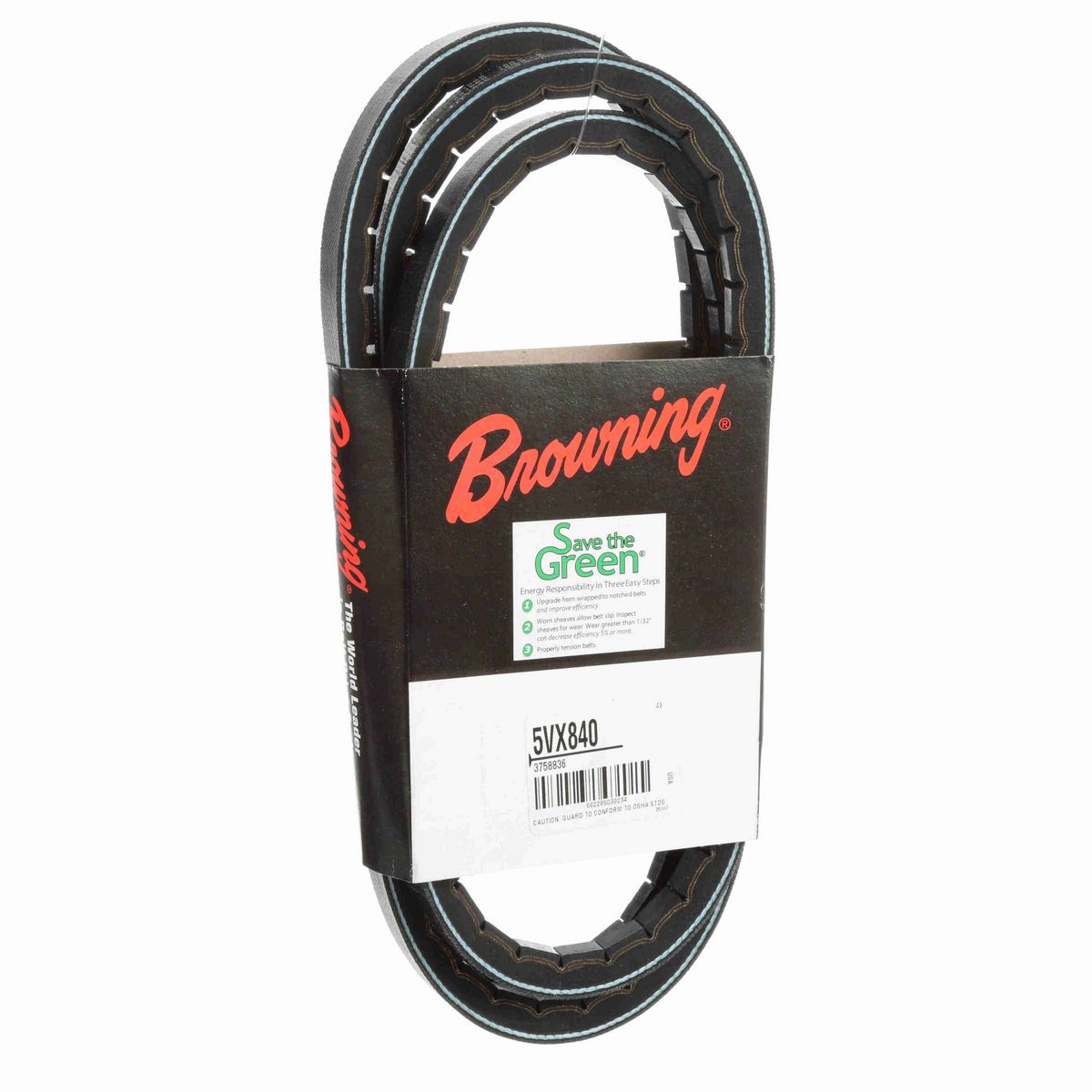 Browning EPDM Notched Belt 98% Efficient - 5VX840