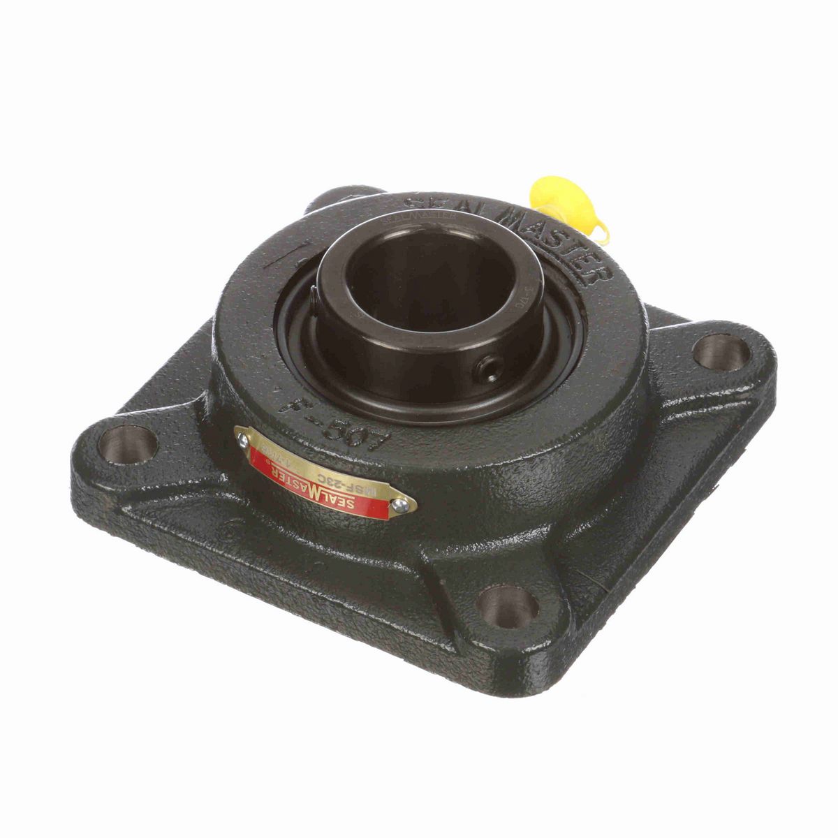 Sealmaster Mounted Cast Iron Four Bolt Flange Ball Bearing - 52100 Bearing Steel, Black Oxided - Setscrew Lock - MSF-23C