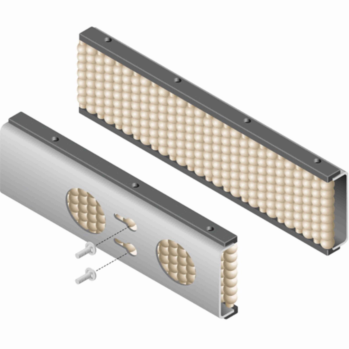 System Plast Roller Combiner Rail: 1.5"W X 6.48"H X 120"L Beige Stainless Steel - VG-682-SS-8-10