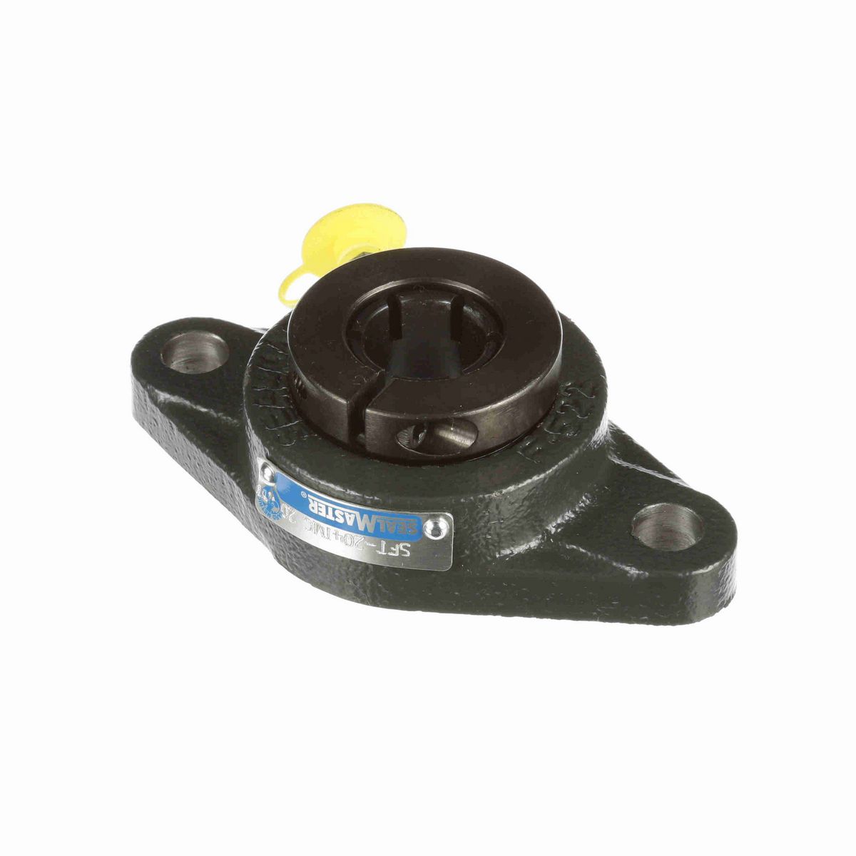 Sealmaster Mounted Cast Iron Two Bolt Flange Ball Bearing - 52100 Bearing Steel, Black Oxided - Concentric Lock - SFT-204TMC
