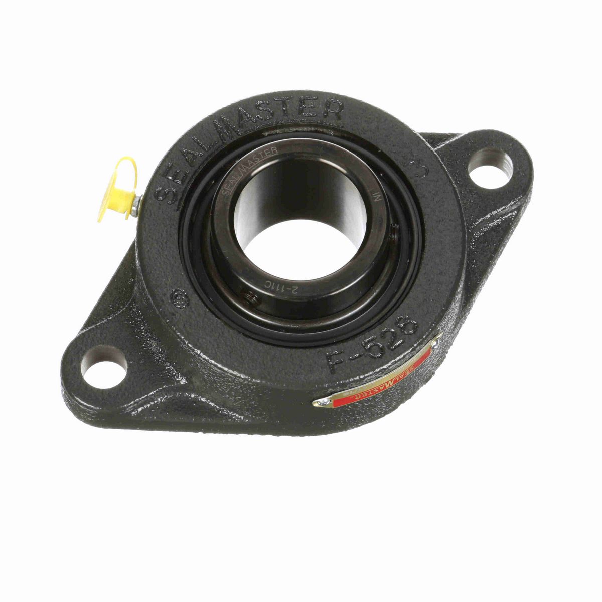 Sealmaster Mounted Cast Iron Two Bolt Flange Ball Bearing - 52100 Bearing Steel, Black Oxided - Setscrew Lock - SFT-27C