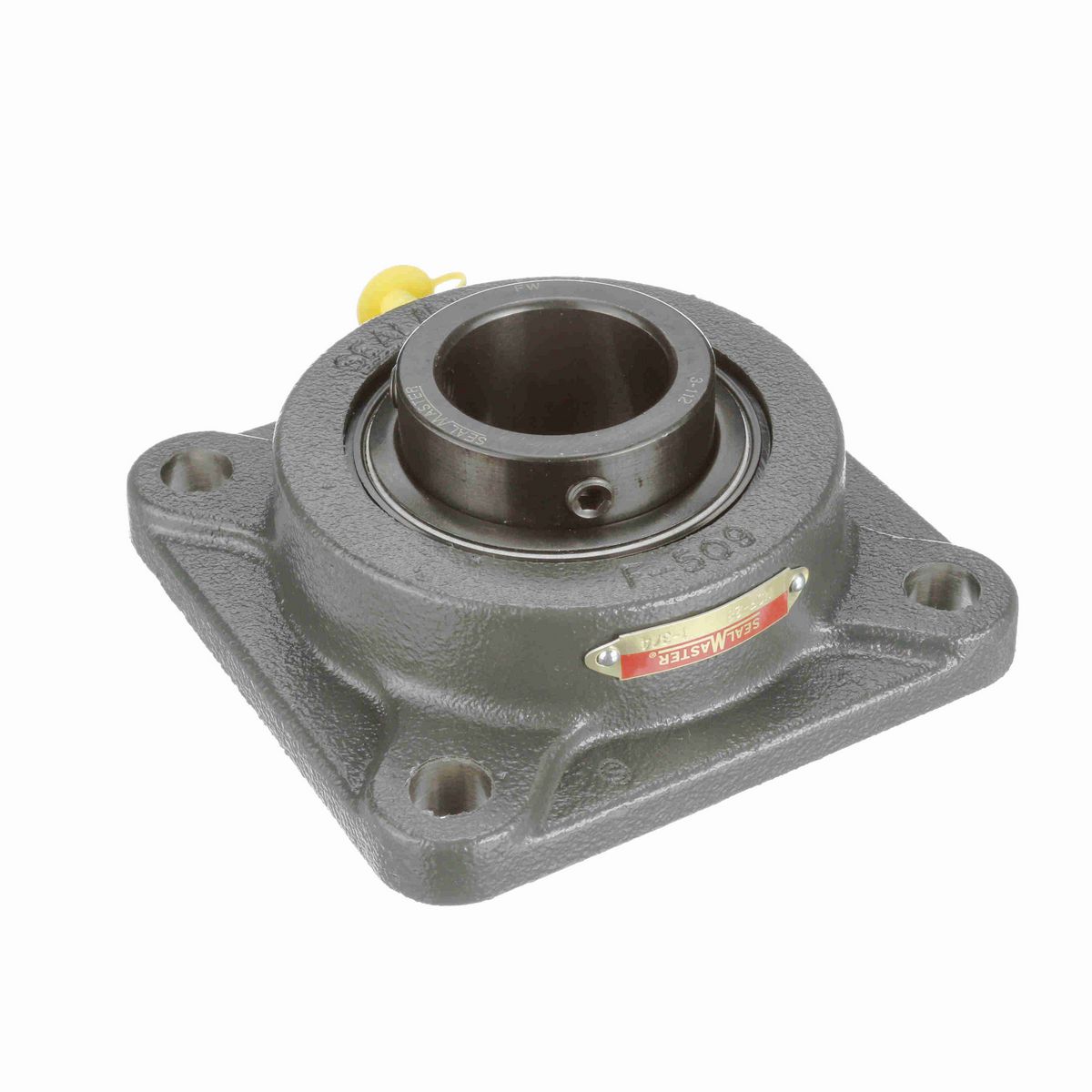 Sealmaster Mounted Cast Iron Four Bolt Flange Ball Bearing - 52100 Bearing Steel, Black Oxided - Setscrew Lock - MSF-28