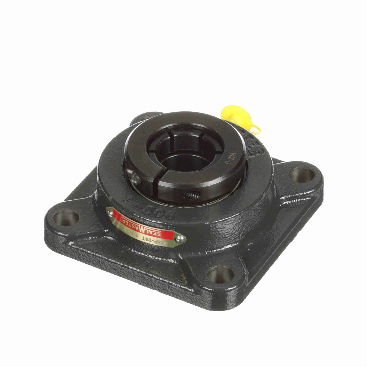Sealmaster Mounted Cast Iron Four Bolt Flange Ball Bearing - 52100 Bearing Steel, Black Oxided - Concentric Lock - MSF-19T