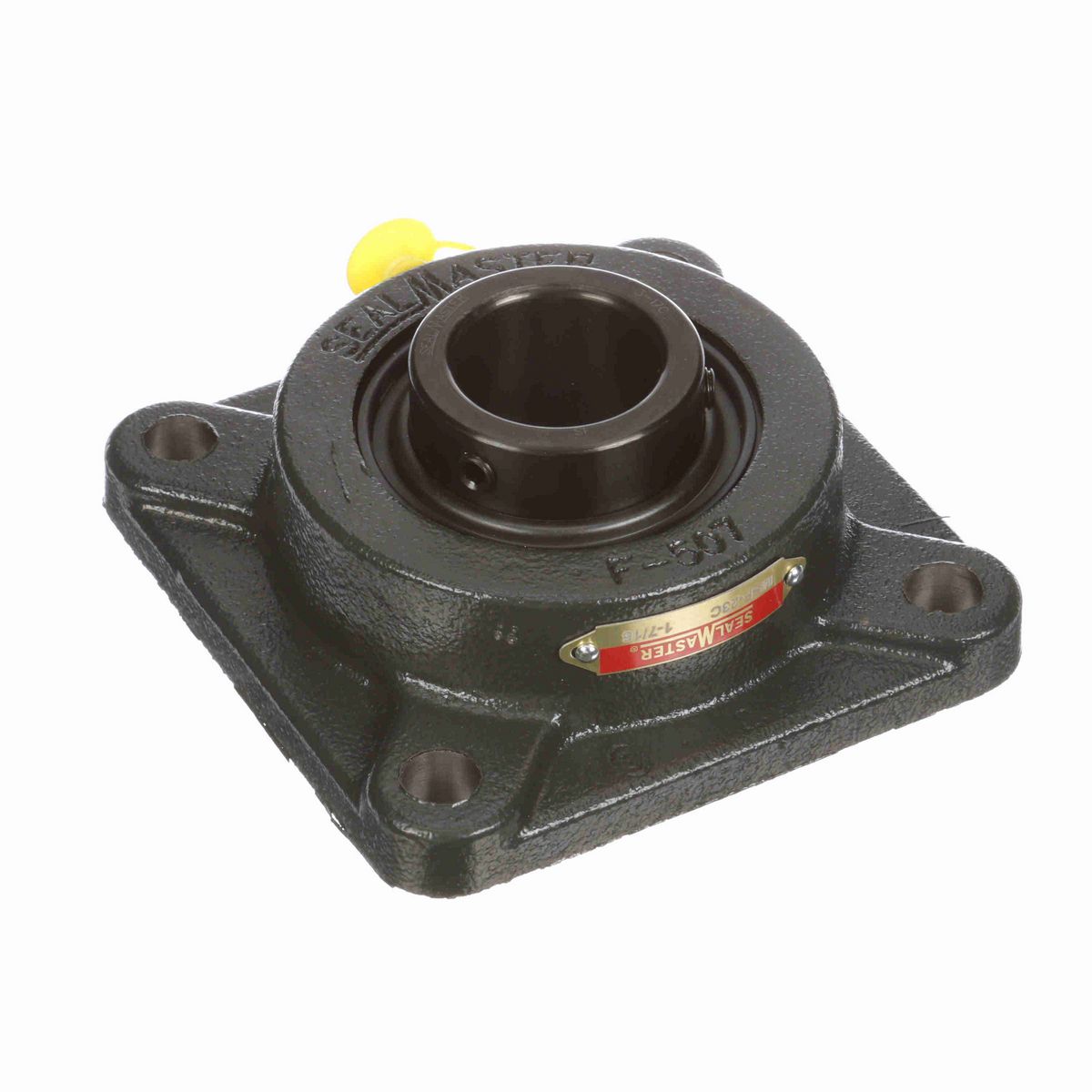 Sealmaster Mounted Cast Iron Four Bolt Flange Ball Bearing - 52100 Bearing Steel, Black Oxided - Setscrew Lock - MSF-23C
