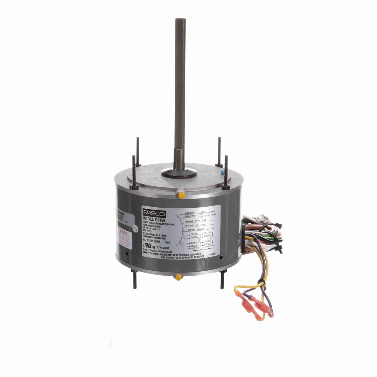 FASCO Condenser Fan Motor, 1/6-1/8 HP, 1 Ph, 60 Hz, 208-230 V, 1075 RPM, 1 Speed, 48 Frame, TEAO - D5459