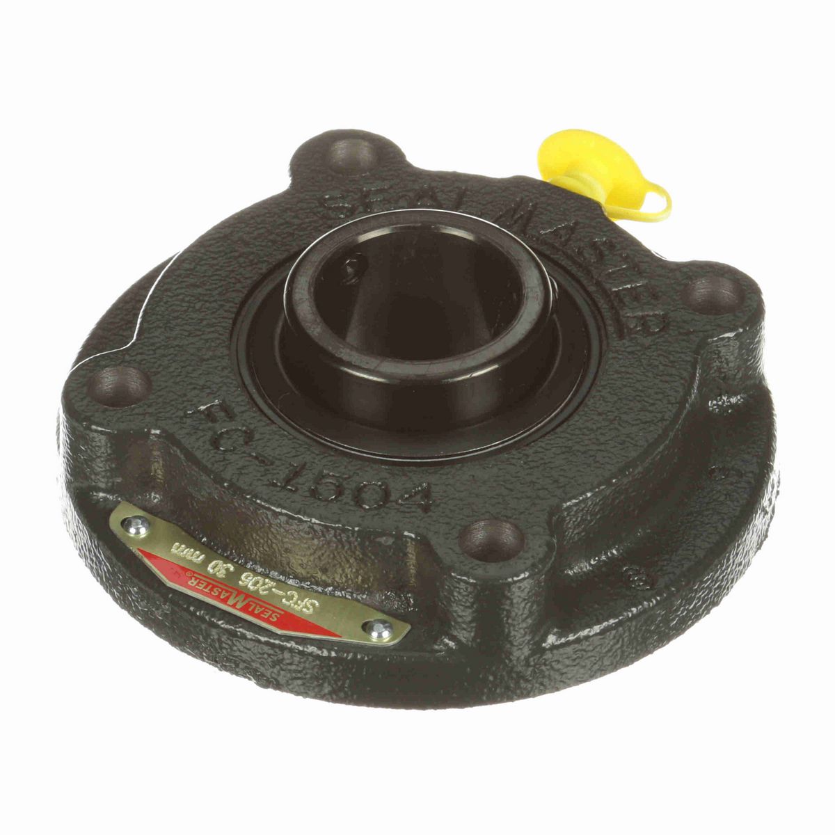 Sealmaster Mounted Cast Iron Flange Cartridge Ball Bearing - 52100 Bearing Steel, Black Oxided - Setscrew Lock - SFC-206