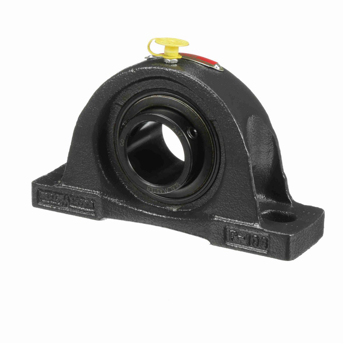 Sealmaster Mounted Cast Iron Two Bolt Pillow Block Ball Bearing - 52100 Bearing Steel, Black Oxided - Setscrew Lock - NP-23