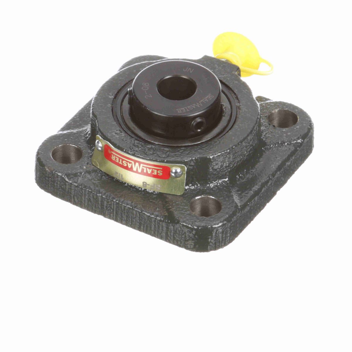 Sealmaster Mounted Cast Iron Four Bolt Flange Ball Bearing - 52100 Bearing Steel, Black Oxided - Setscrew Lock - SF-8