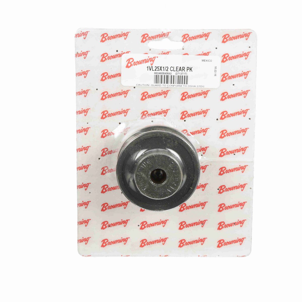 Browning 1 Groove Cast Iron Finish Bore FHP Variable Pitch Sheave Clear Pack - 1VL25X1/2 CLEAR PK