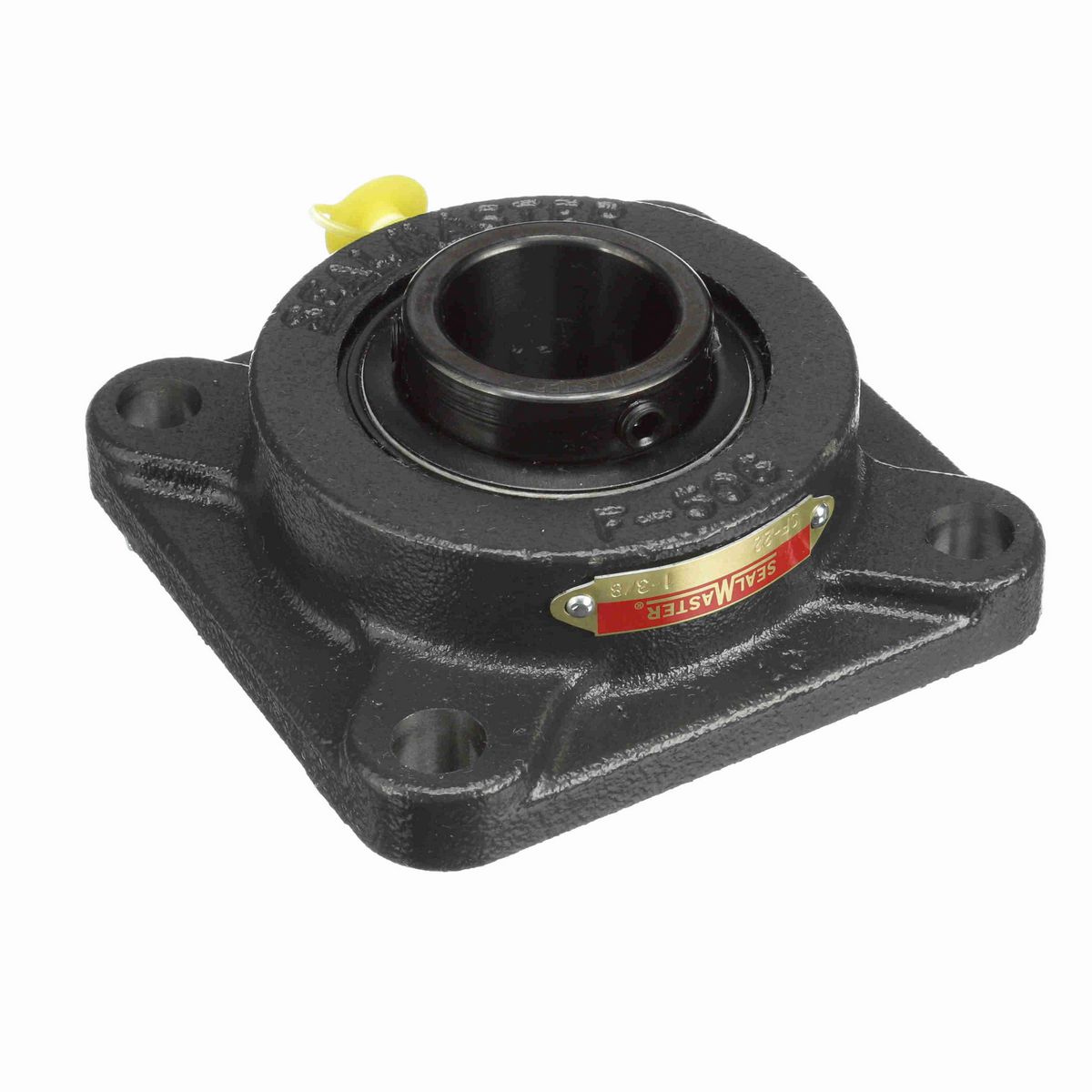 Sealmaster Mounted Cast Iron Four Bolt Flange Ball Bearing - 52100 Bearing Steel, Black Oxided - Setscrew Lock - SF-22