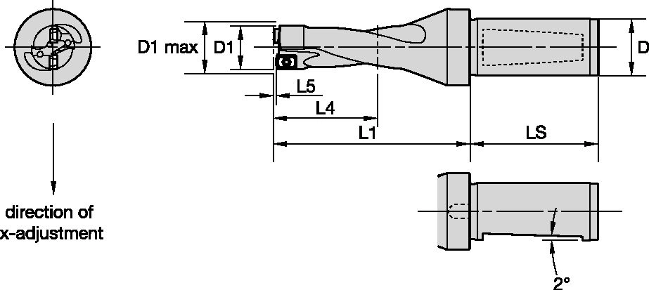 Drill Fix DFR Bodies Kennametal DFR Whistle Notch (WD) Shank - 2 x D [1810336]