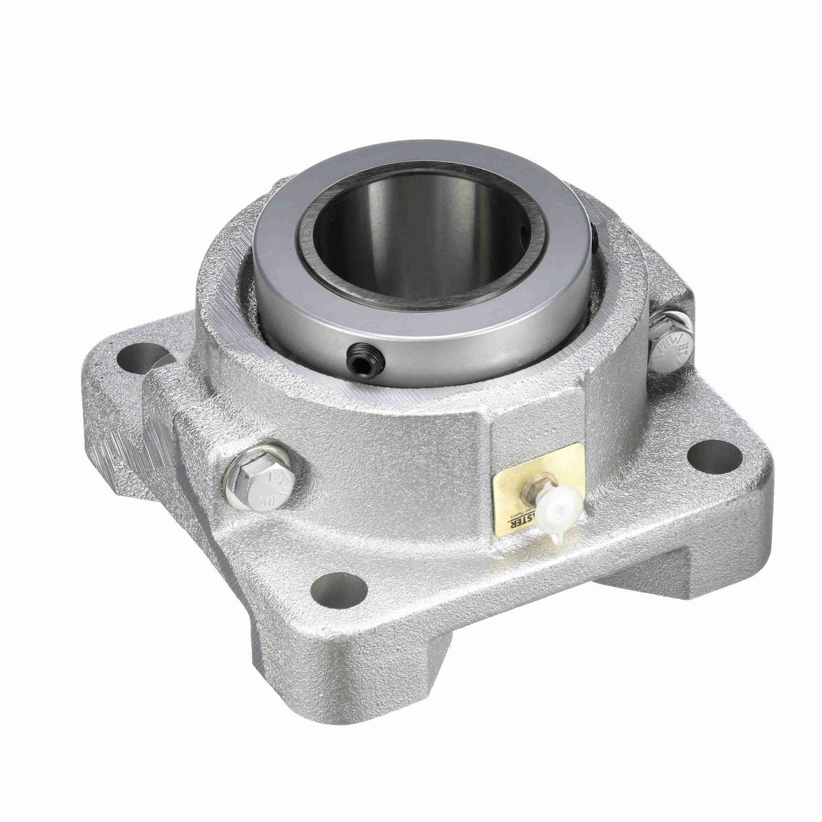 Sealmaster Mounted Flouropolymer Coated Cast Iron Four Bolt Flange Tapered Roller - 52100 Bearing Steel - Double Collar Mount Lock - Corrosion Resistant - RFB 107C CR