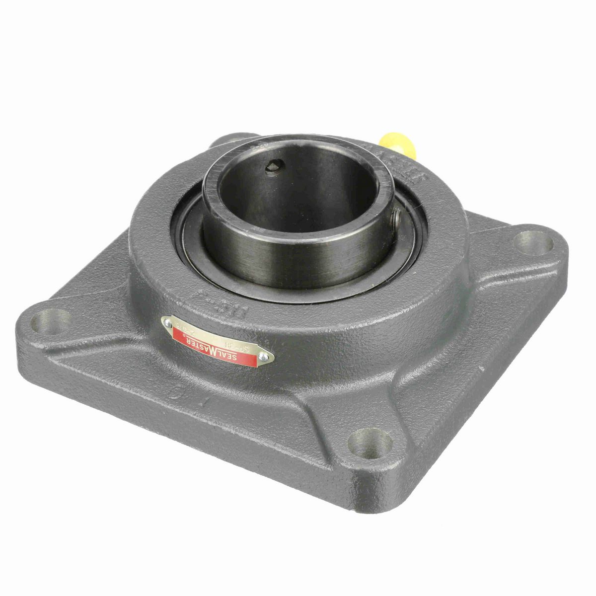 Sealmaster Mounted Cast Iron Four Bolt Flange Ball Bearing - 52100 Bearing Steel, Black Oxided - Setscrew Lock - SF-38