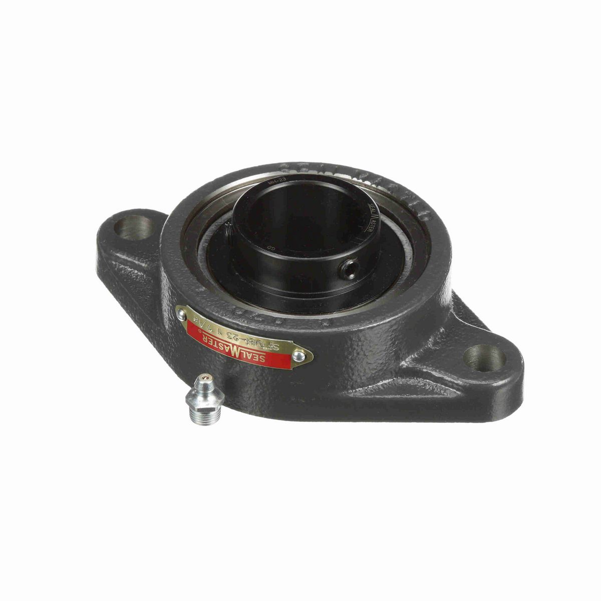 Sealmaster Mounted Cast Iron Two Bolt Flange Ball Bearing - 52100 Bearing Steel, Black Oxided - Setscrew Lock - SFTMH-23