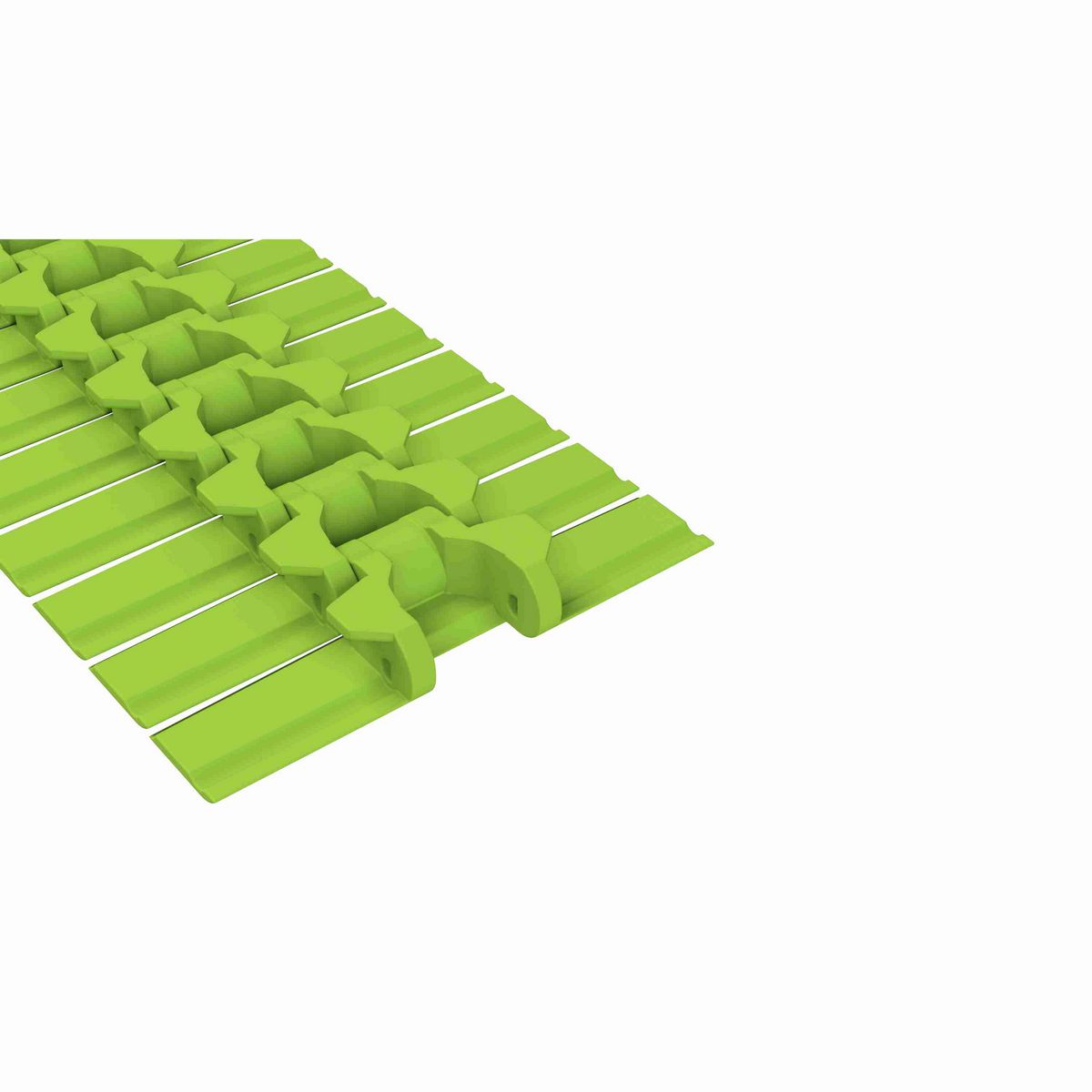 Rexnord 882TAB Side-flexing Solid Top, Material: Bright Lime-Green Dry PET Low Friction, Width: 7.5in, Pitch: 1.5in - 10483792