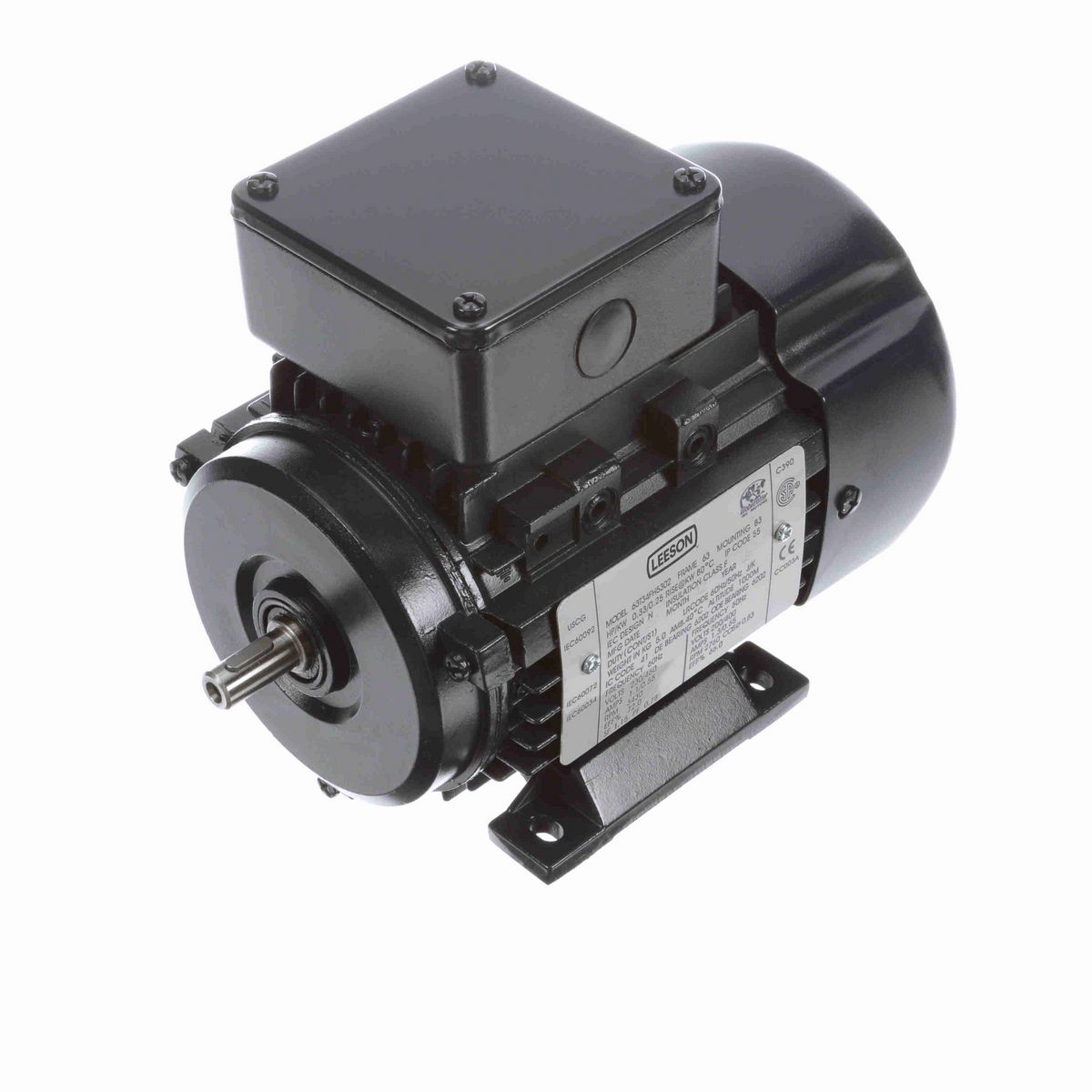 LEESON Aluminium Motor, 0.33 & 0.33 HP, 3 Ph, 60 & 50 Hz, 230/460 & 200/400 V, 3600 & 3000 RPM, 63 Frame, TEFC - R303