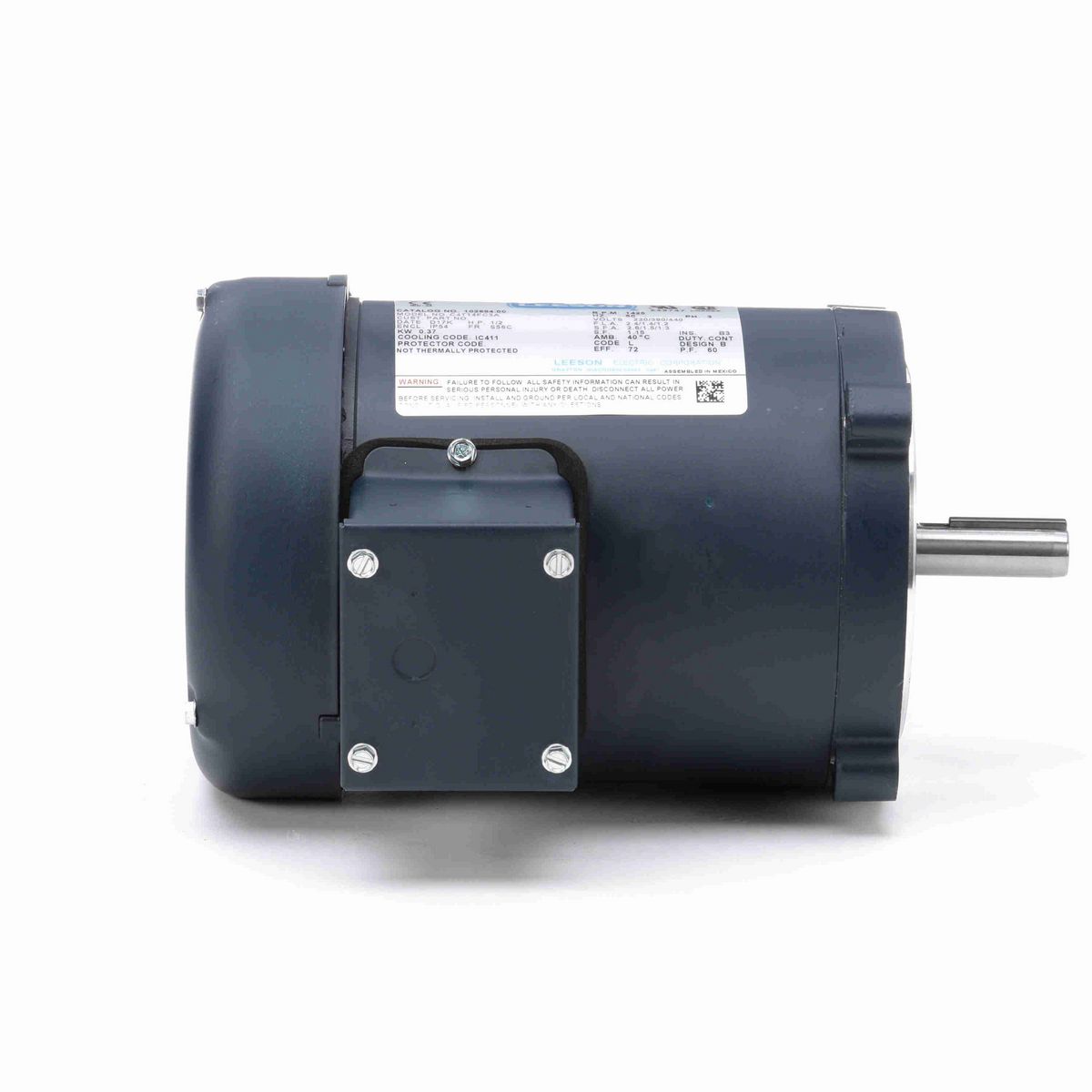 LEESON Special Voltage Motor, 0.50 HP, 3 Ph, 50 Hz, 220/380/440 V, 1500 RPM, S56C Frame, TEFC - 102694.00