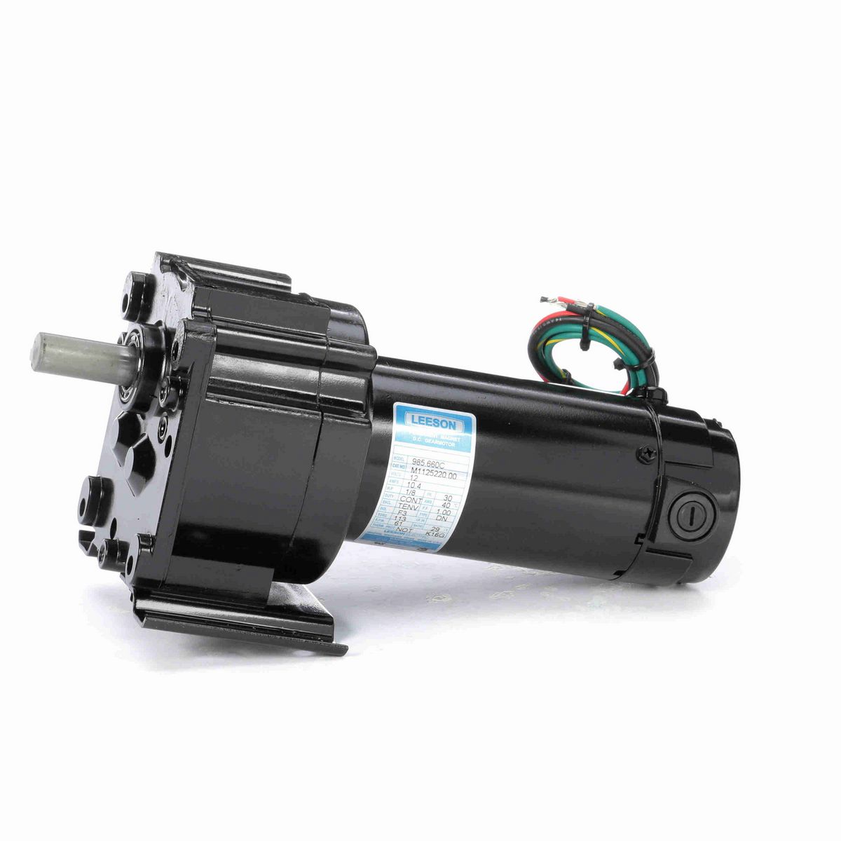 LEESON Parallel Shaft Gearmotor, 0.13 HP, 12 V, 61 RPM, 30 Frame, TENV - M1125220.00