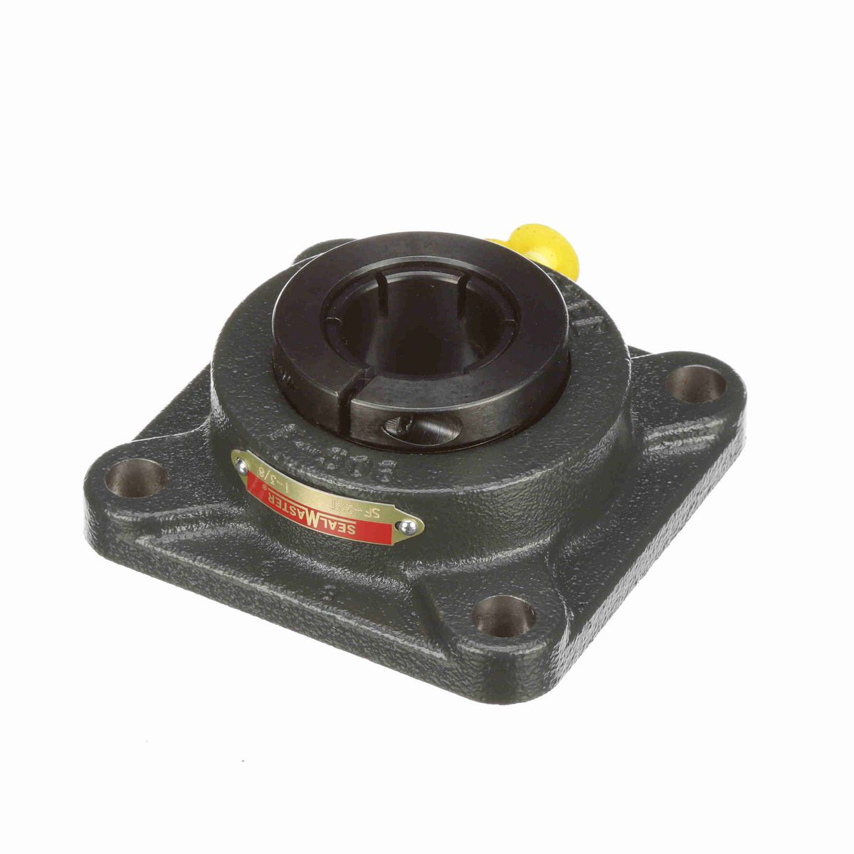 Sealmaster Mounted Cast Iron Four Bolt Flange Ball Bearing - 52100 Bearing Steel, Black Oxided - Concentric Lock - SF-22T