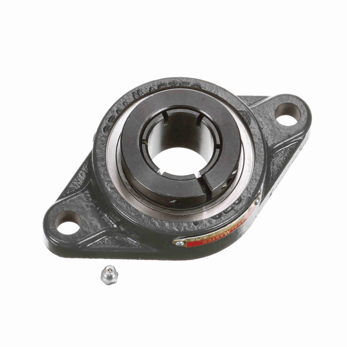 Sealmaster Mounted Cast Iron Two Bolt Flange Ball Bearing - 52100 Bearing Steel, Black Oxided - Concentric Lock - SFTMH-19T