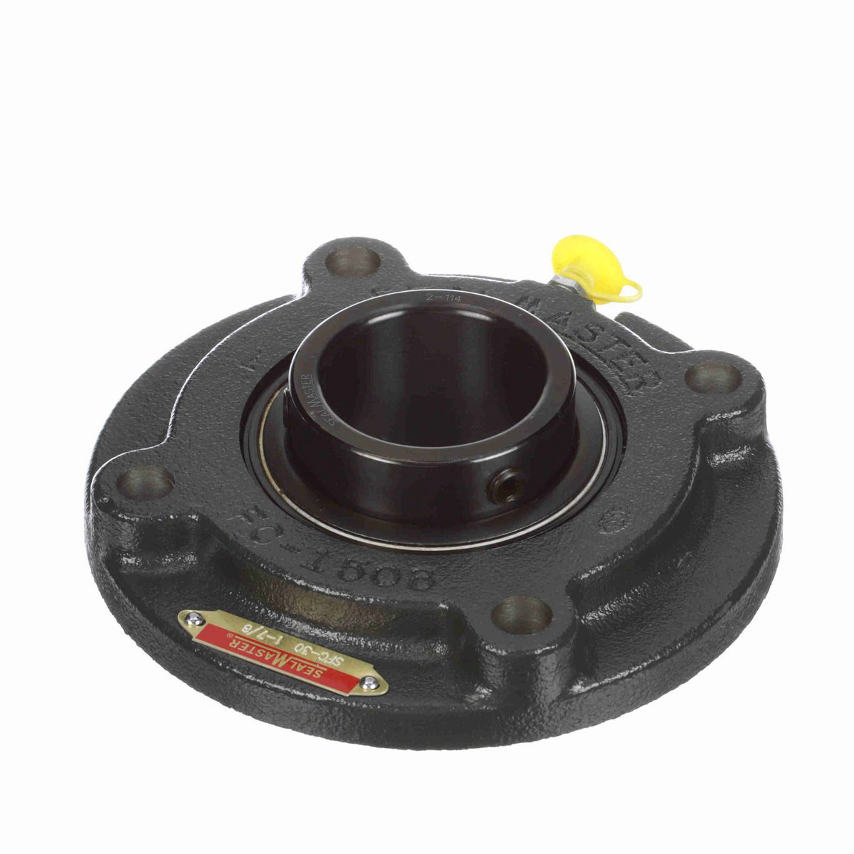 Sealmaster Mounted Cast Iron Flange Cartridge Ball Bearing - 52100 Bearing Steel, Black Oxided - Setscrew Lock - SFC-30