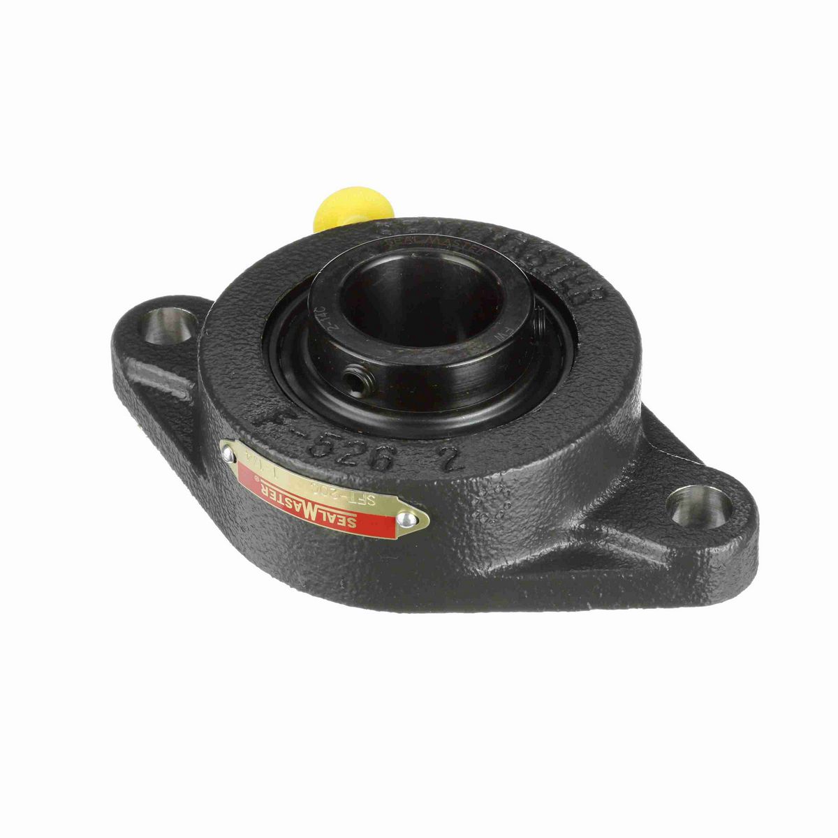 Sealmaster Mounted Cast Iron Two Bolt Flange Ball Bearing - 52100 Bearing Steel, Black Oxided - Setscrew Lock - SFT-20C