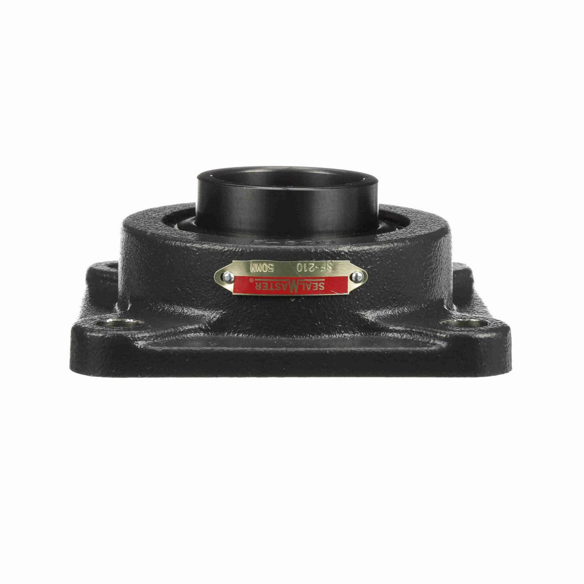 Sealmaster Mounted Cast Iron Four Bolt Flange Ball Bearing - 52100 Bearing Steel, Black Oxided - Setscrew Lock - SF-210