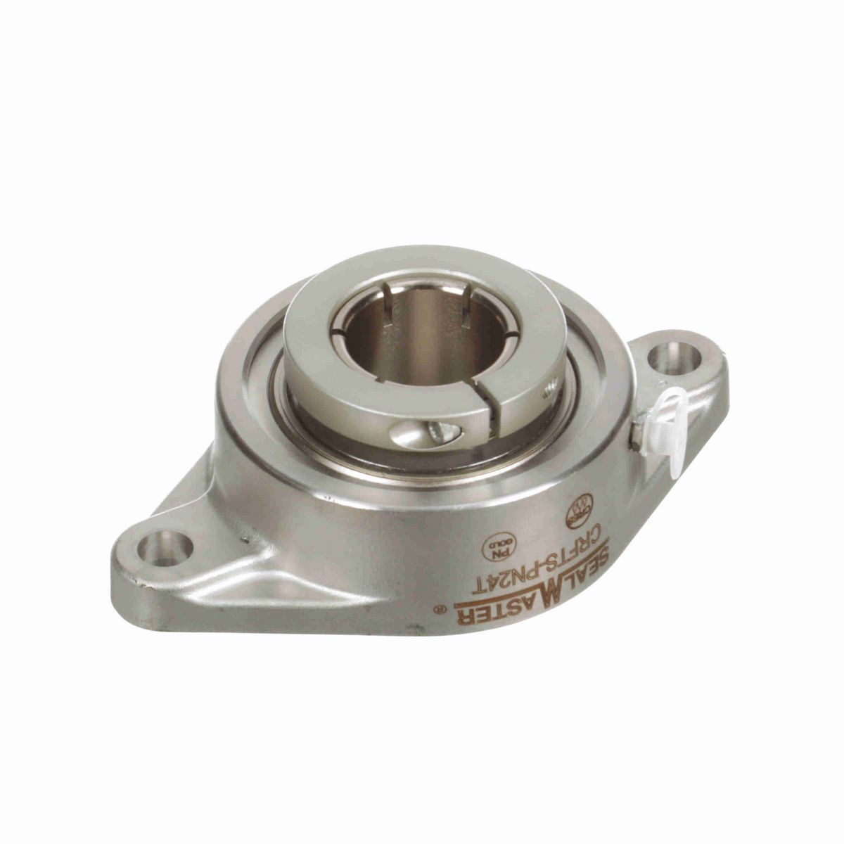 Sealmaster Mounted Stainless Steel Two Bolt Flange Ball Bearing - 52100 Bearing Steel, Phosphorus Nickel Coated - Concentric Lock - Corrosion Resistant - CRFTS-PN24T