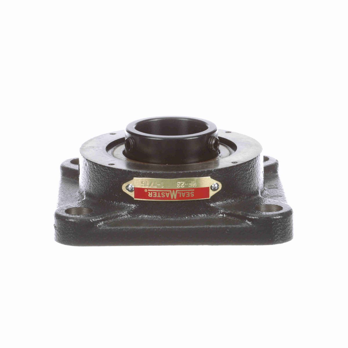 Sealmaster Mounted Cast Iron Four Bolt Flange Ball Bearing - 52100 Bearing Steel, Black Oxided - Setscrew Lock - HF-23