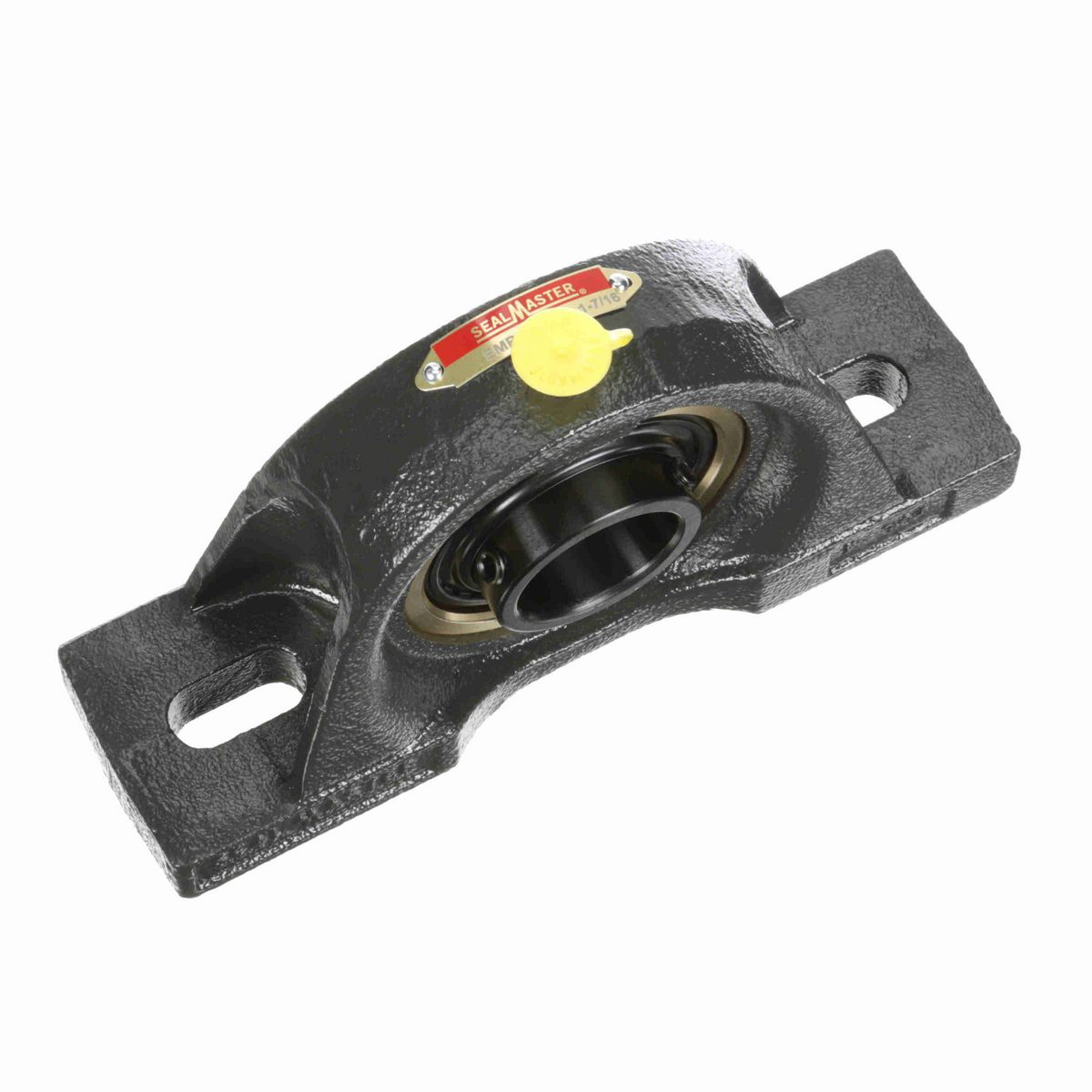Sealmaster Mounted Cast Iron Two Bolt Pillow Block Ball Bearing - 52100 Bearing Steel, Black Oxided - Setscrew Lock - EMP-23C