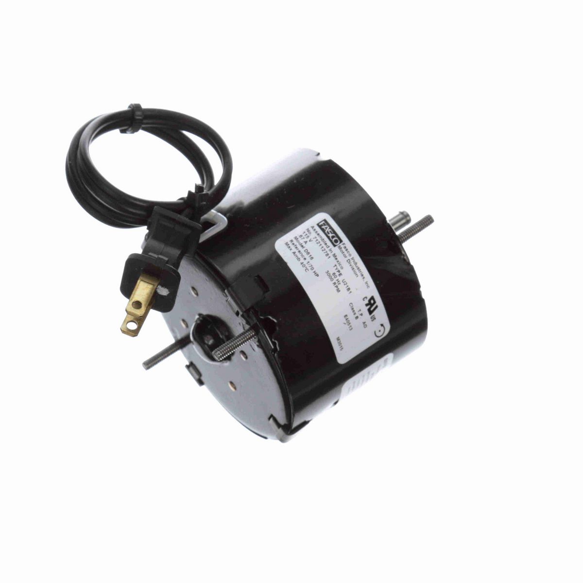 FASCO Ventilation Motor, 1/70 HP, 1 Ph, 60 Hz, 115 V, 3000 RPM, 1 Speed, 3.3" Diameter, TEAO - D616