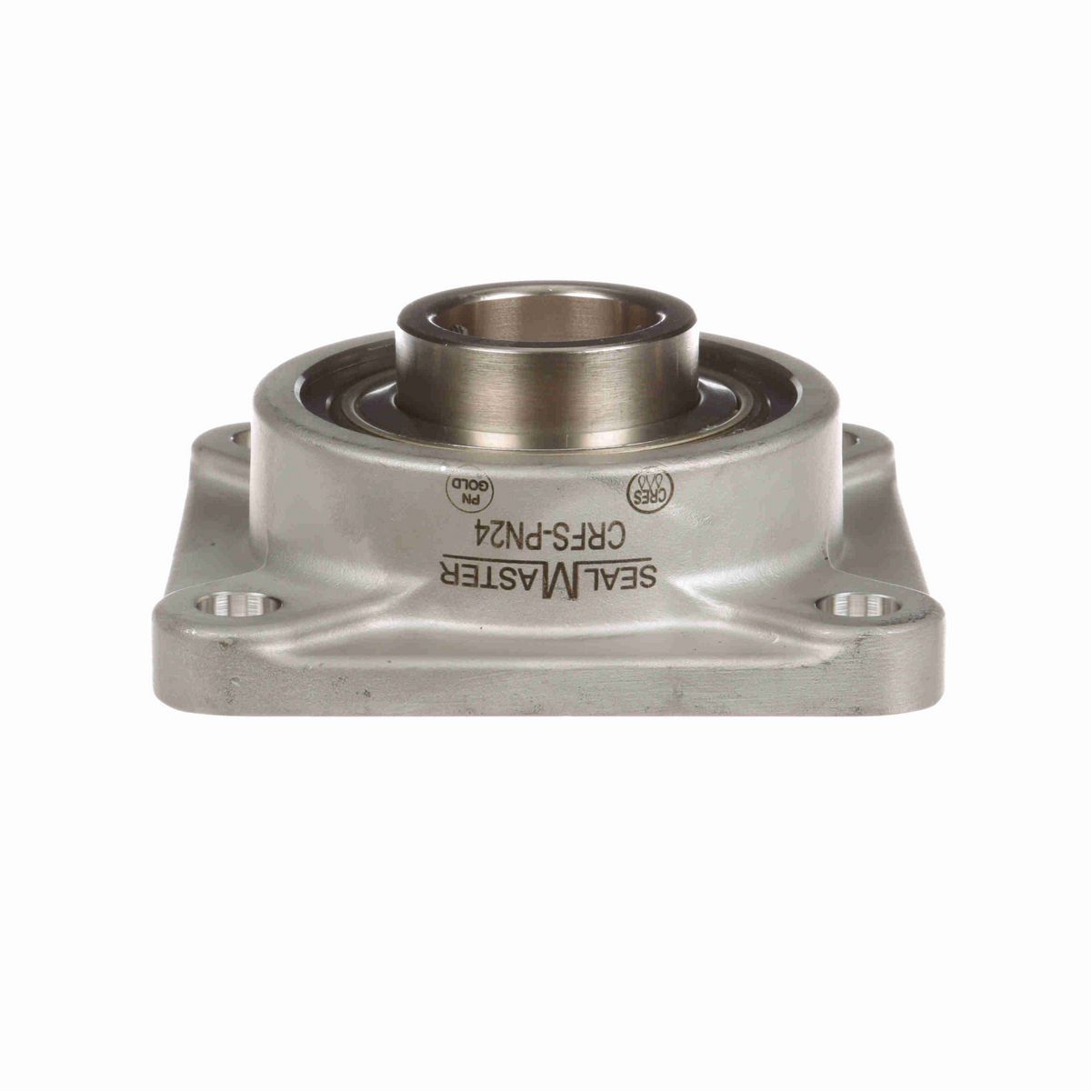 Sealmaster Mounted Stainless Steel Four Bolt Flange Ball Bearing - 52100 Bearing Steel, Phosphorus Nickel Coated - Setscrew Lock - Corrosion Resistant - CRFS-PN24