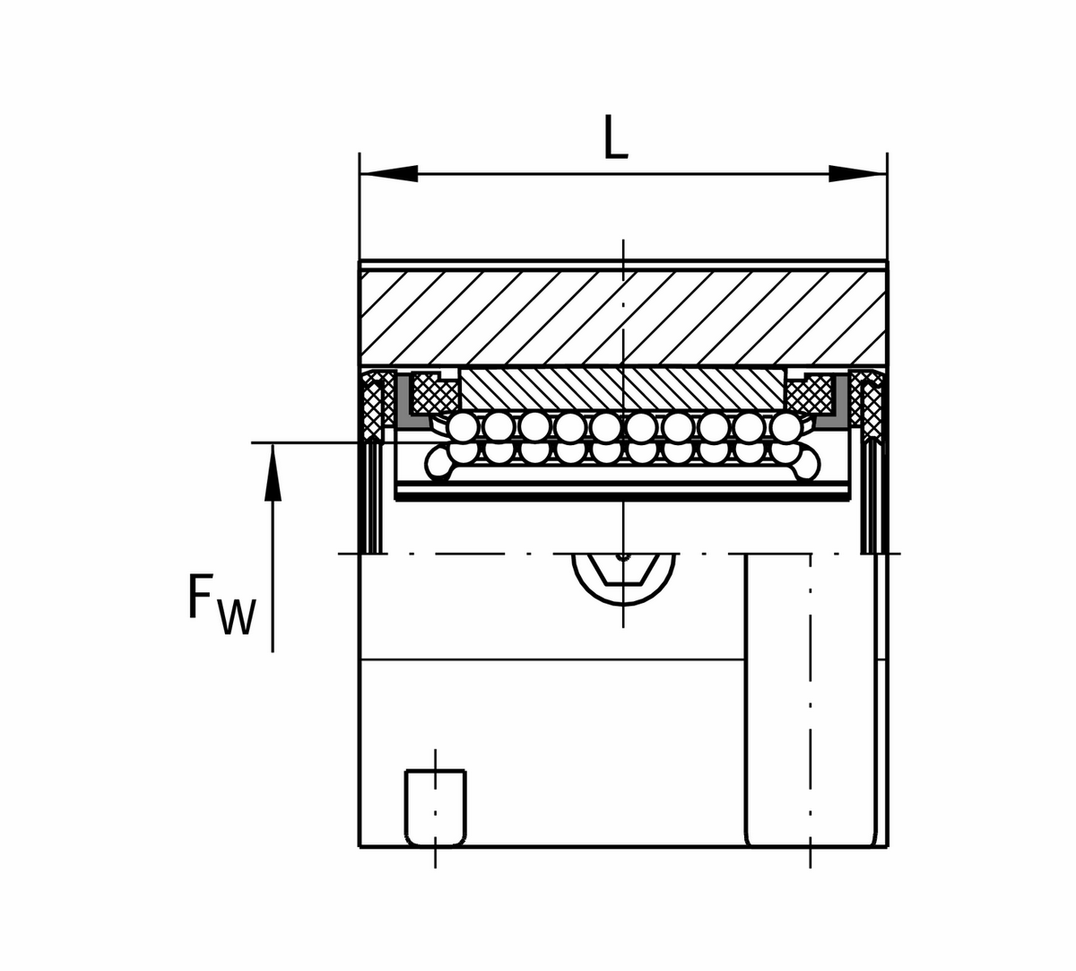 Узел с шарикоподшипником для линейного перемещения INA KGSNS25-PP-AS