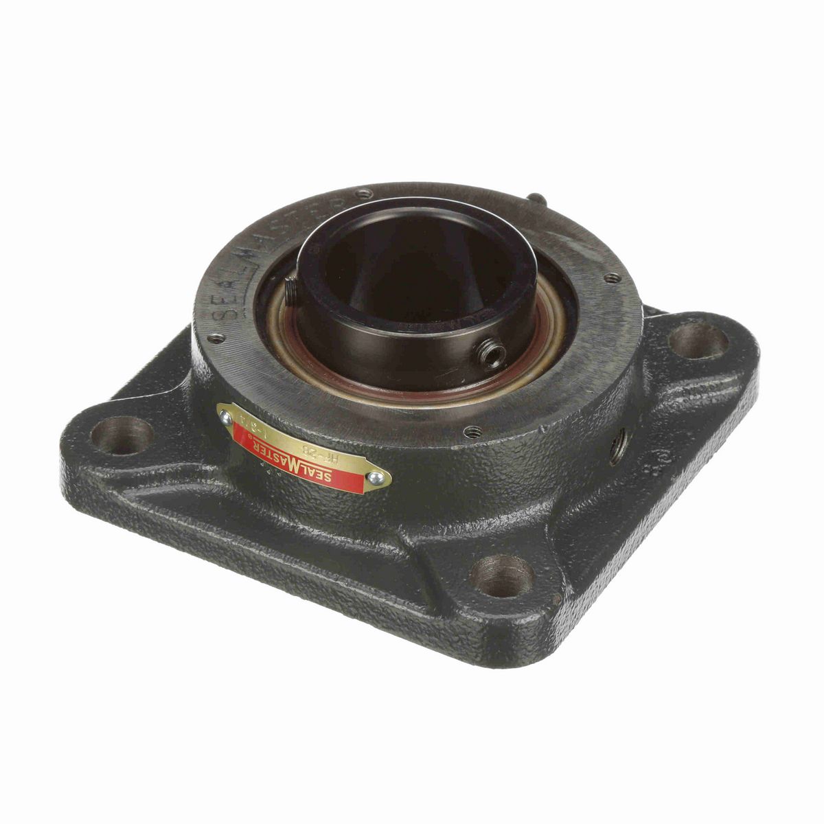 Sealmaster Mounted Cast Iron Four Bolt Flange Ball Bearing - 52100 Bearing Steel, Black Oxided - Setscrew Lock - HF-28