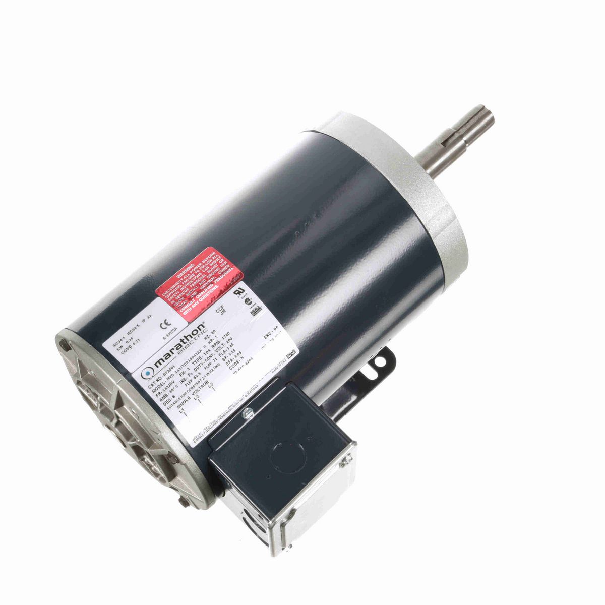LEESON Close-Coupled Pump Motor, 1 HP, 3 Ph, 60 Hz, 200 V, 1800 RPM, 143JM Frame, DP - GT2001