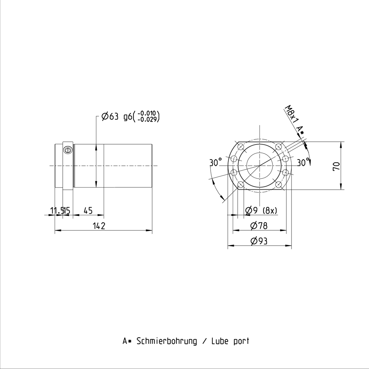 Одинарная гайка с фланцем Bosch Rexroth FED-E-B 40X40RX6-3X2 [R151249032]