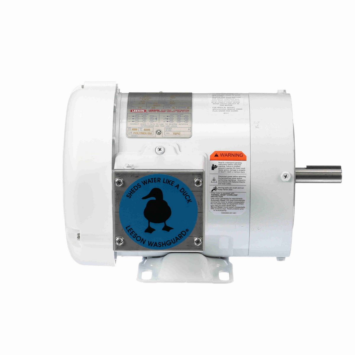 LEESON White Duck™ General Purpose Motor, 0.50 HP, 3 Ph, 60 Hz, 230/460 V, 1800 RPM, 56C Frame, TEFC - 112429.00