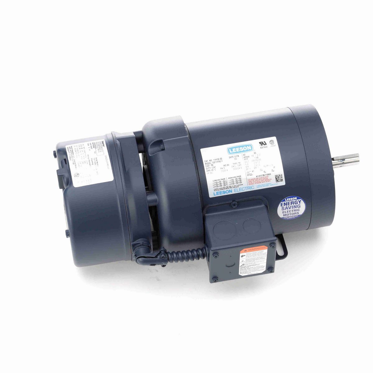LEESON Brake Motor, 0.50 HP, 3 Ph, 60 Hz, 230/460 V, 1200 RPM, 56C Frame, TEFC - 114152.00
