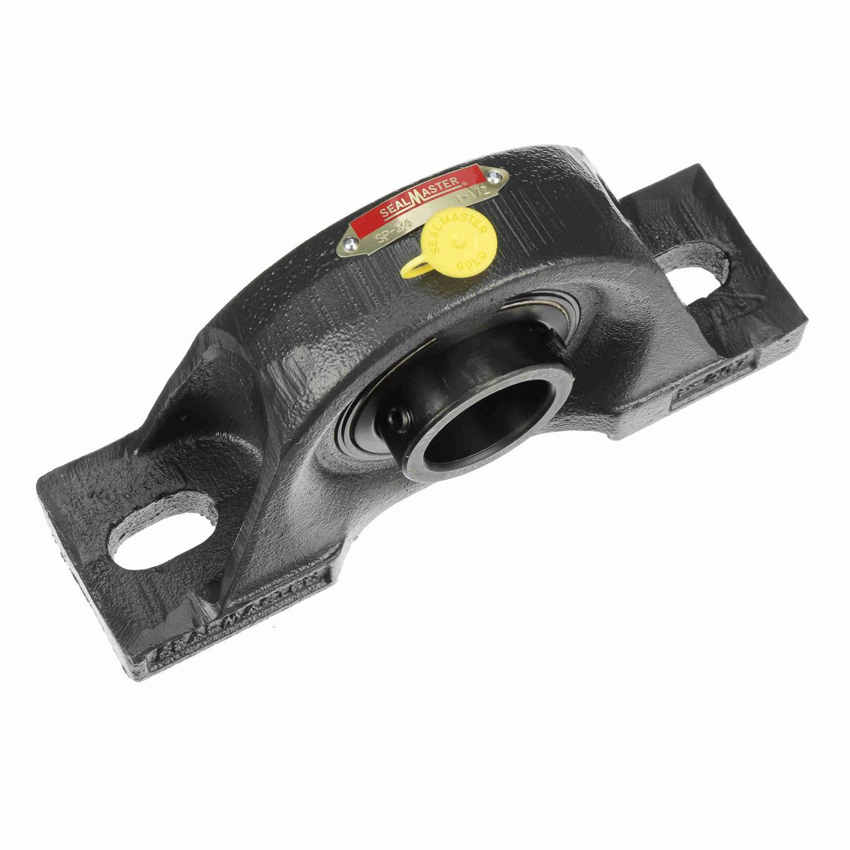 Sealmaster Mounted Cast Iron Two Bolt Pillow Block Ball Bearing - 52100 Bearing Steel, Black Oxided - Setscrew Lock - SP-24