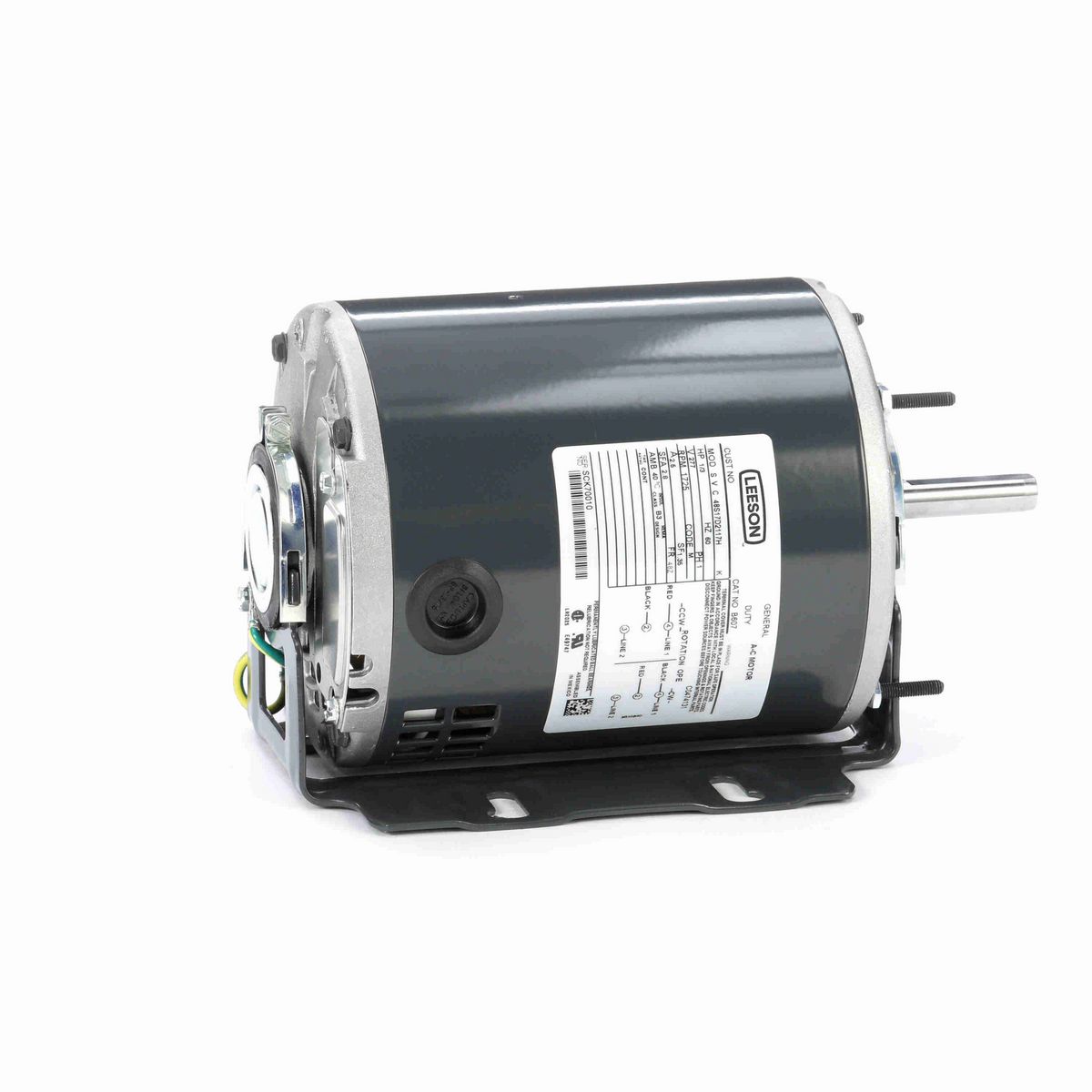 LEESON Fan and Blower Motor, 0.33 HP, 1 Ph, 60 Hz, 115 V, 1800 RPM, 48Y Frame, DP - B304